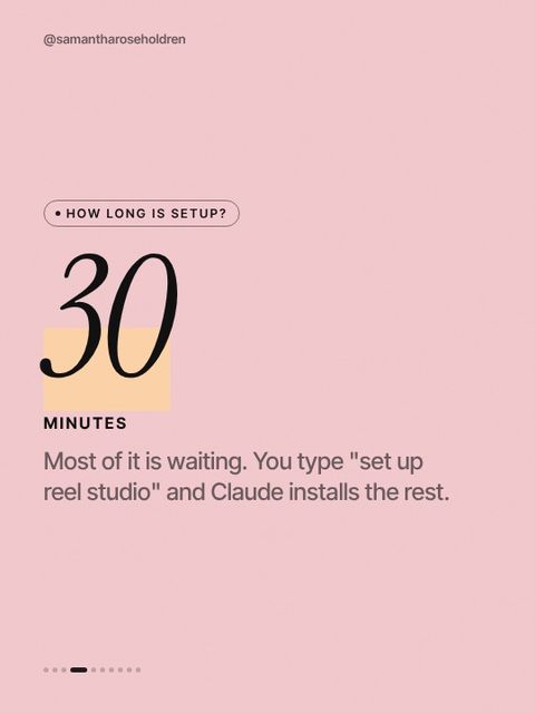 Slide: setup takes 30 minutes
